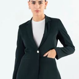 Powersutra Green Plain Blazer-image-22