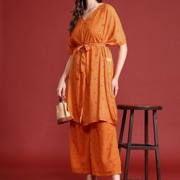 all about you Ethnic Motifs Printed Kurta with Palazzos & Top-image-75