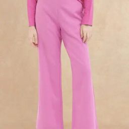 RAREISM Pink Cotton Blend Solid Trousers-image-97