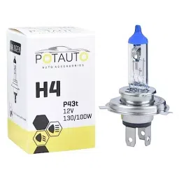 POTAUTO H4 White 12 V 130/100 W Front Halogen Headlight Bulb for Car, CEXX121310224-18