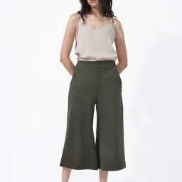 RAREISM Green Polyester Solid Trousers-image-83