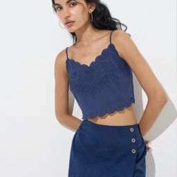 Bombay Paisley by Westside Navy Floral Embroidered Cotton Crop Top-image-87