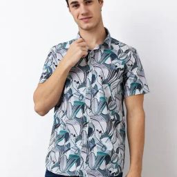 Spykar Men Green Slim Fit Printed Half Sleeve Casual Shirt-image-5