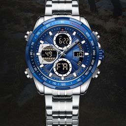 Naviforce Men Dial & Stainless Steel Bracelet Style Straps Analogue and Digital Multi Function Watch-18