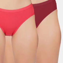 Bleeding Heart Coral & Maroon Plain Panties - Pack Of 2-image-67