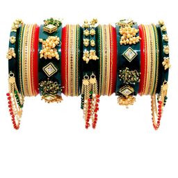 Zindura Set Of 6 Rose Gold-Plated Stone-Studded & Beaded Bangles-image-26
