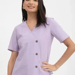Fablestreet Lavender Linen Relaxed Fit Top-image-41