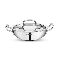 Bergner Tripro Silver Stainless Steel 24 cm Induction Friendly Triply Deep Kadai With Lid (3.1 L)-36