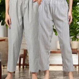 Kryptic Blue & Blue Cotton Relaxed Fit Printed Lounge Pants - Pack of 2-image-21