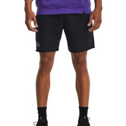Under Armour Black Cotton Loose Fit Printed Sports Shorts-image-31