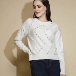 Global Republic White Embellished Pullover-18