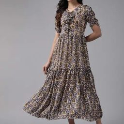 Aarika Beige Printed Maxi Dress-image-11