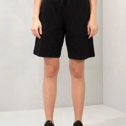 Amante Black Relaxed Fit Solid Shorts-image-13