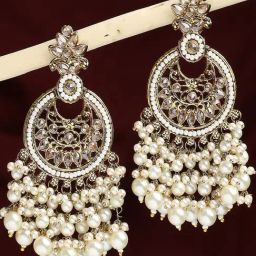 OOMPH Gold-Plated Jadau Kundan & Pearl Ethnic Large Dangler Earrings for Women-32