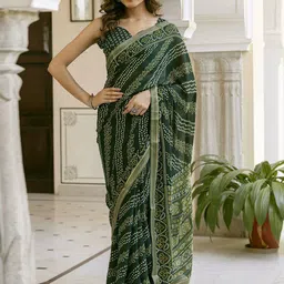 HERE&NOW Bandhani Printed Bandhani Saree-13