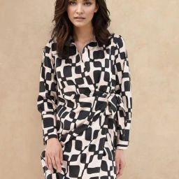 RAREISM Black Cotton Blend Printed Long Sleeves Dress-image-94