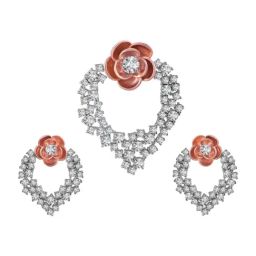 Rihi by P.C. Chandra Jewellers 925 Silver Rose Bali Pendant and Earring Set for Women & Girls-22