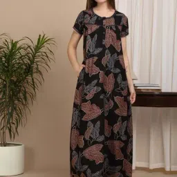 Sweet Dreams Black Cotton Printed Nighty-image-68