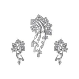 Rihi by P.C. Chandra Jewellers 925 Silver Square Spiral Pendant and Earring Set for Women & Girls-11