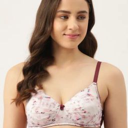Leading Lady White & Maroon Printed Full Coverage T-Shirt Bra-picture-26