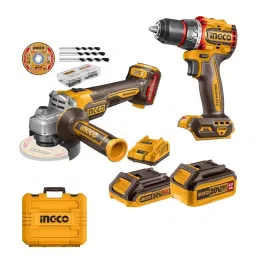 Ingco 20 V Cordless Angle Grinder and Impact Drill Combo Kit with 13 mm Chuck Capacity, CKLI2027310-7