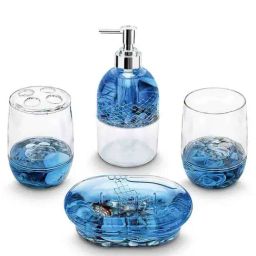 Freelance Blue Acrylic Set of 4 Bathroom Accessories-image-36