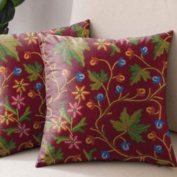 Aura Rust & Yellow 2 Pieces Floral Square Cushion Covers-picture-41