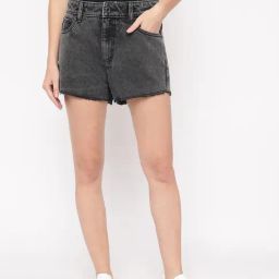 Guess Charcoal Cotton Solid Shorts-picture-48