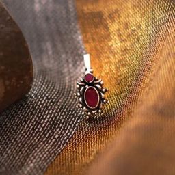 Teejh Ethnic Parthavi Red Stone Nose Pin for Women-2