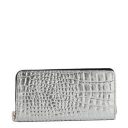 HauteSauce Silver Textured Zip Around Wallet for Women-10