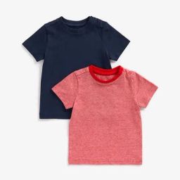 Mothercare Kids Pink & Navy Regular Fit T-Shirt (Pack of 2)-image-91