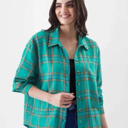 The Souled Store Green Cotton Chequered Shirt-image-67