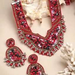 Moedbuille Beads Crystals & Sequins Studded Handcrafted Contemporary Design Jewellery Set-image-55