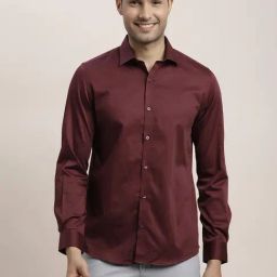 Turtle Maroon Cotton Stretch Slim Fit Shirt-image-47