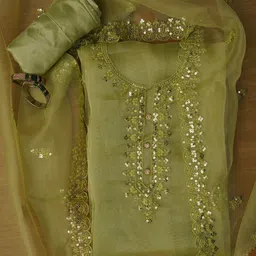 Jaipur Kurti Embroidered Sequinned Organza Unstitched Dress Material-image-76