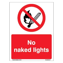 SUNSIGNS No naked lights Signage Size 300x100 mm HP Print + Vinyl + Sun Board, SS0232-image-47