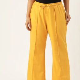 theRebelinme Plus Size Yellow Relaxed Fit Trousers-image-21