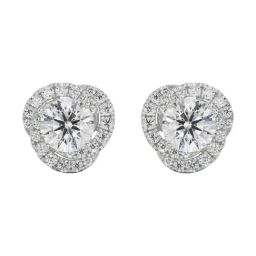 Emori 18k White Gold & Diamond 0.5 CT Swirl Halo Stud Earrings-image-39