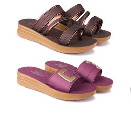 BERSACHE Women Set Of 2 Open Toe Flats-31