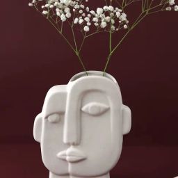 Tayhaa White Ceramic Face Like Vase-image-95