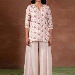 Prakriti Jaipur Peach Chaashini Kamal Kurta-image-93