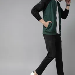Roadster Men Green Solid Raglan Sleeves Sweatshirt-image-89