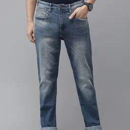 U S Polo Assn Denim Co Men Blue Bootcut Heavy Fade Bleached Stretchable Jeans-image-94