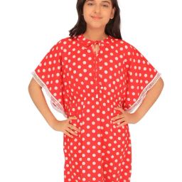 Cutecumber Kids Red Printed Kaftan Dress-image-59