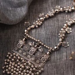 Teejh Nihan Silver Oxidized Ghungroo Long Necklace-30