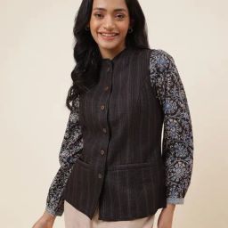 Fabindia Black Striped Jacket-image-67