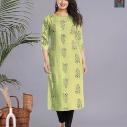 HERE&NOW Selection Of 2 Floral Printed Round Neck Straight Kurtas-picture-58