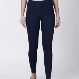 TWIN BIRDS Navy Plain Mid Rise Jeggings-image-97