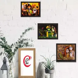 eCraftIndia Set of 3 Radha Krishna Matt Textured UV Art Painting-image-72