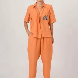 Prakriti Jaipur Orange Linen Pants-image-69